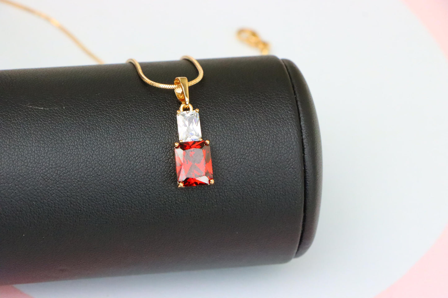 Bold Red Pendant in Gold-Plated Setting – Luxe Statement Accent, XPPT1809 (2153-3)