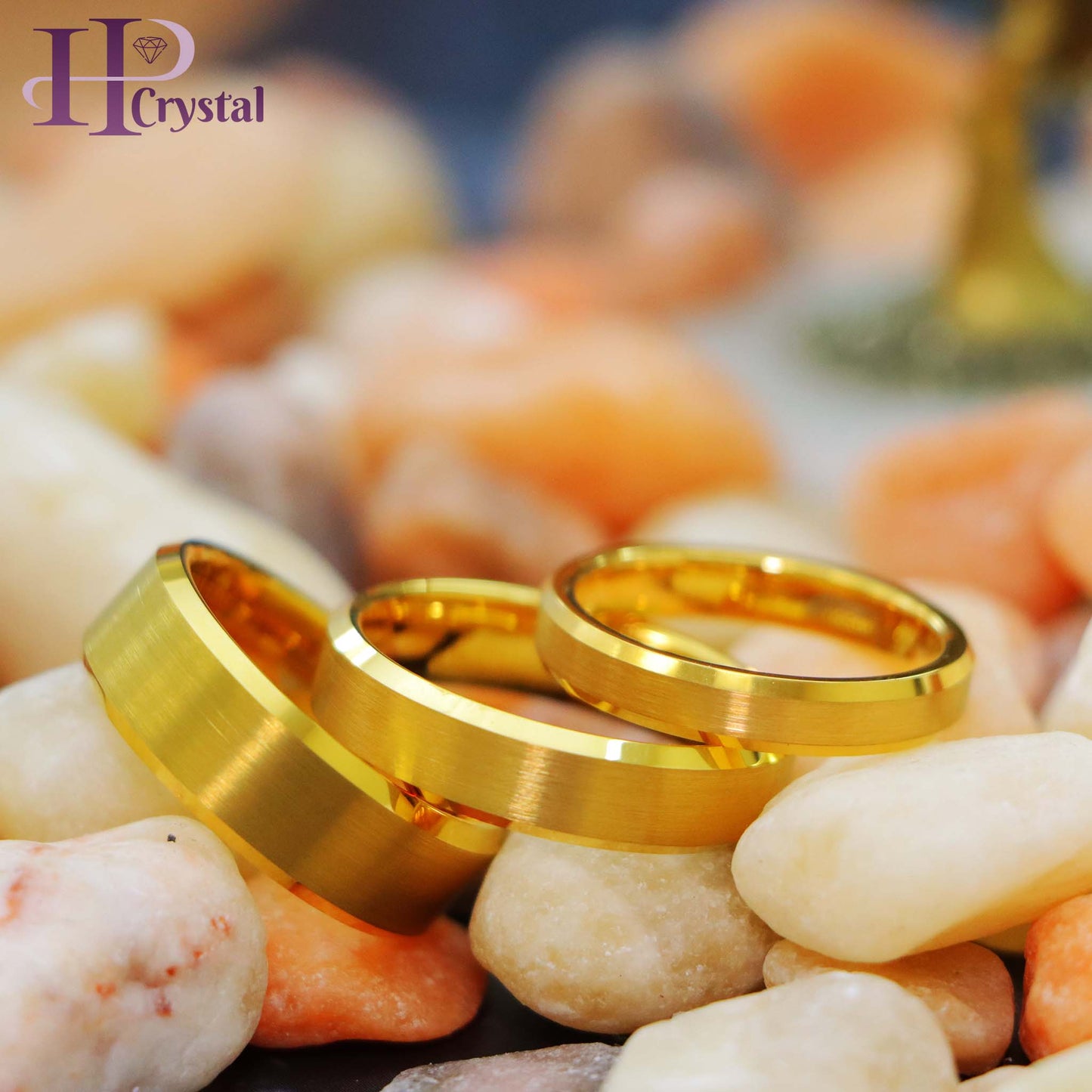 Brush Polished Yellow Gold IP Plated Center & Shiny Beveled Edge Tungsten Ring