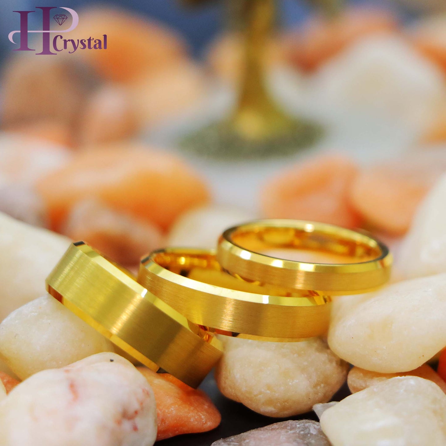 Brush Polished Yellow Gold IP Plated Center & Shiny Beveled Edge Tungsten Ring