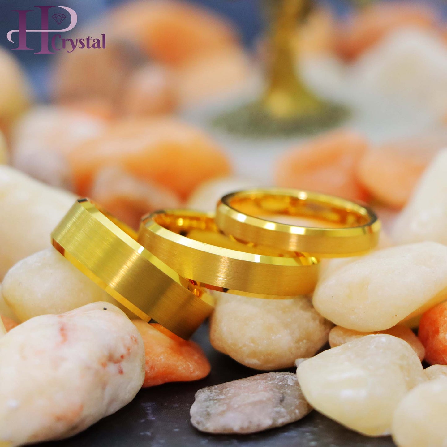 Brush Polished Yellow Gold IP Plated Center & Shiny Beveled Edge Tungsten Ring