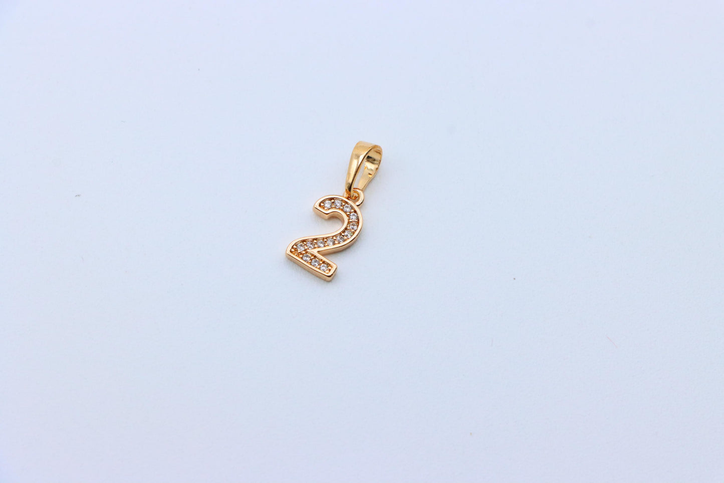 Rose Gold Number 2 Pendant with Crystals – 18K Gold Plated Charm, XPPT1342 (2132-8)