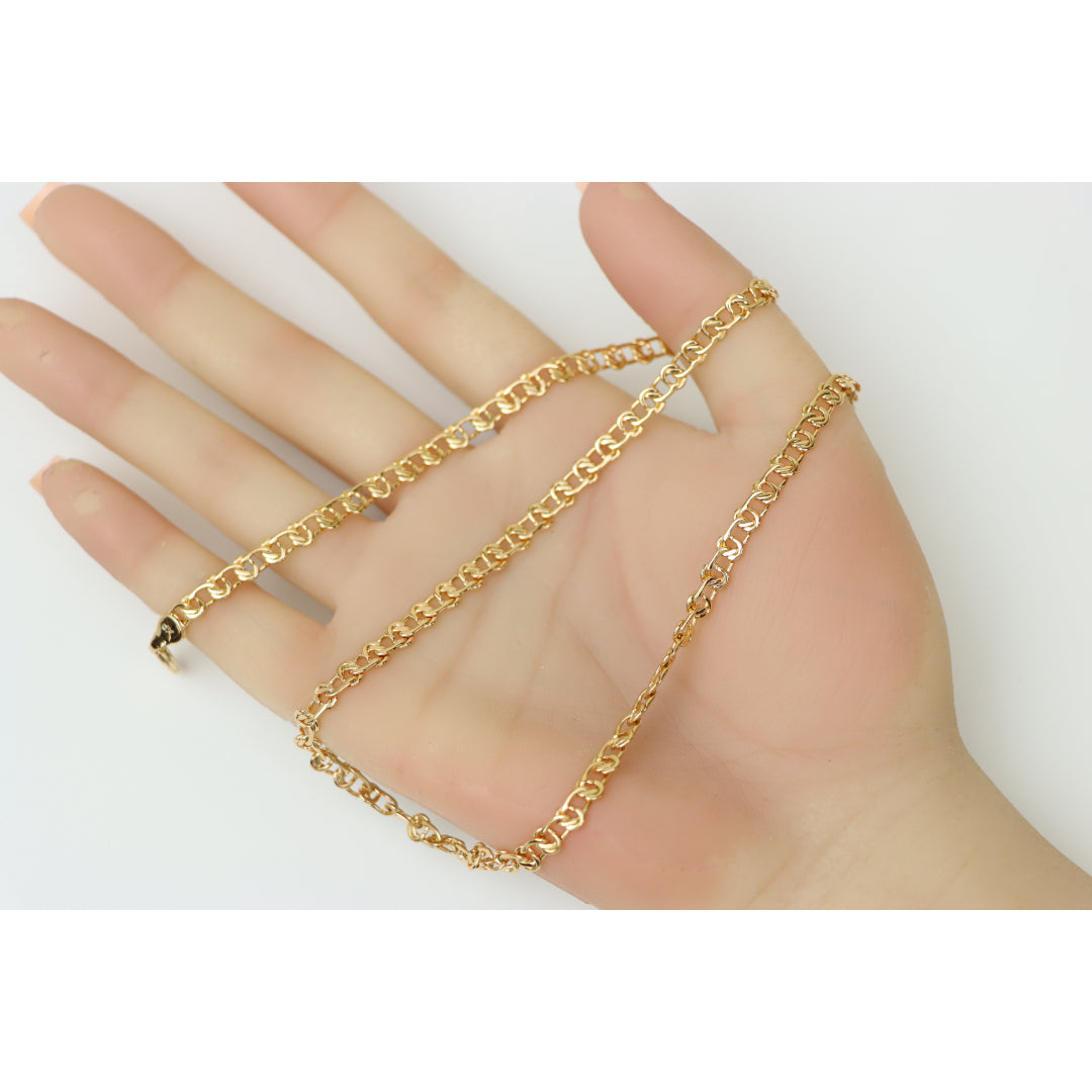 Elegant Rose Gold Link Chain Necklace Brass Base, XPNL0198 (2020-8)