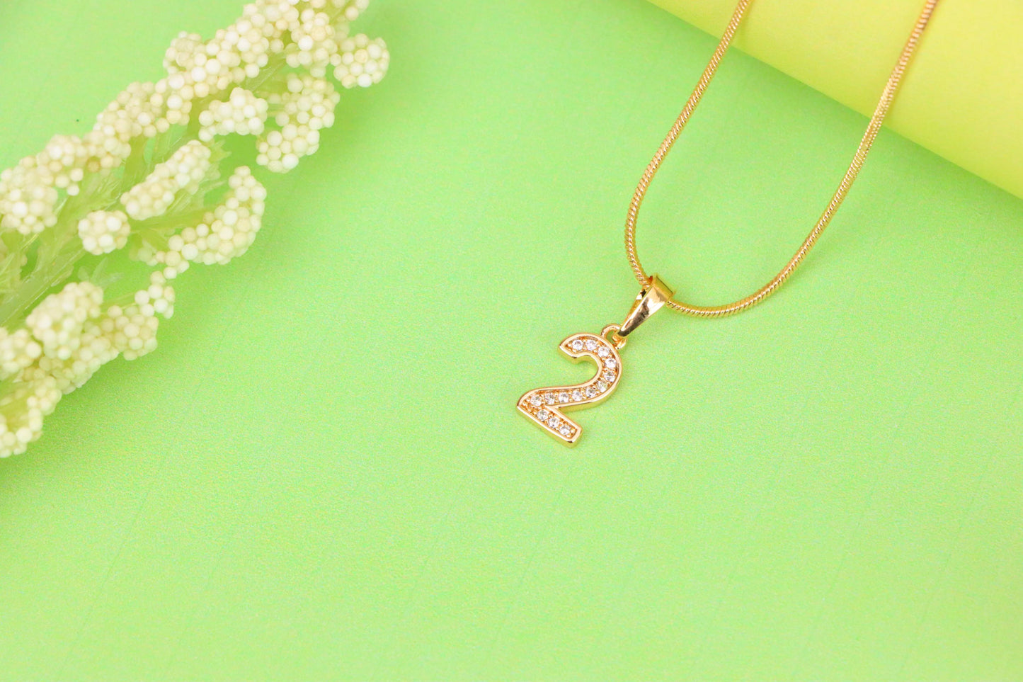 Rose Gold Number 2 Pendant with Crystals – 18K Gold Plated Charm, XPPT1342 (2132-8)
