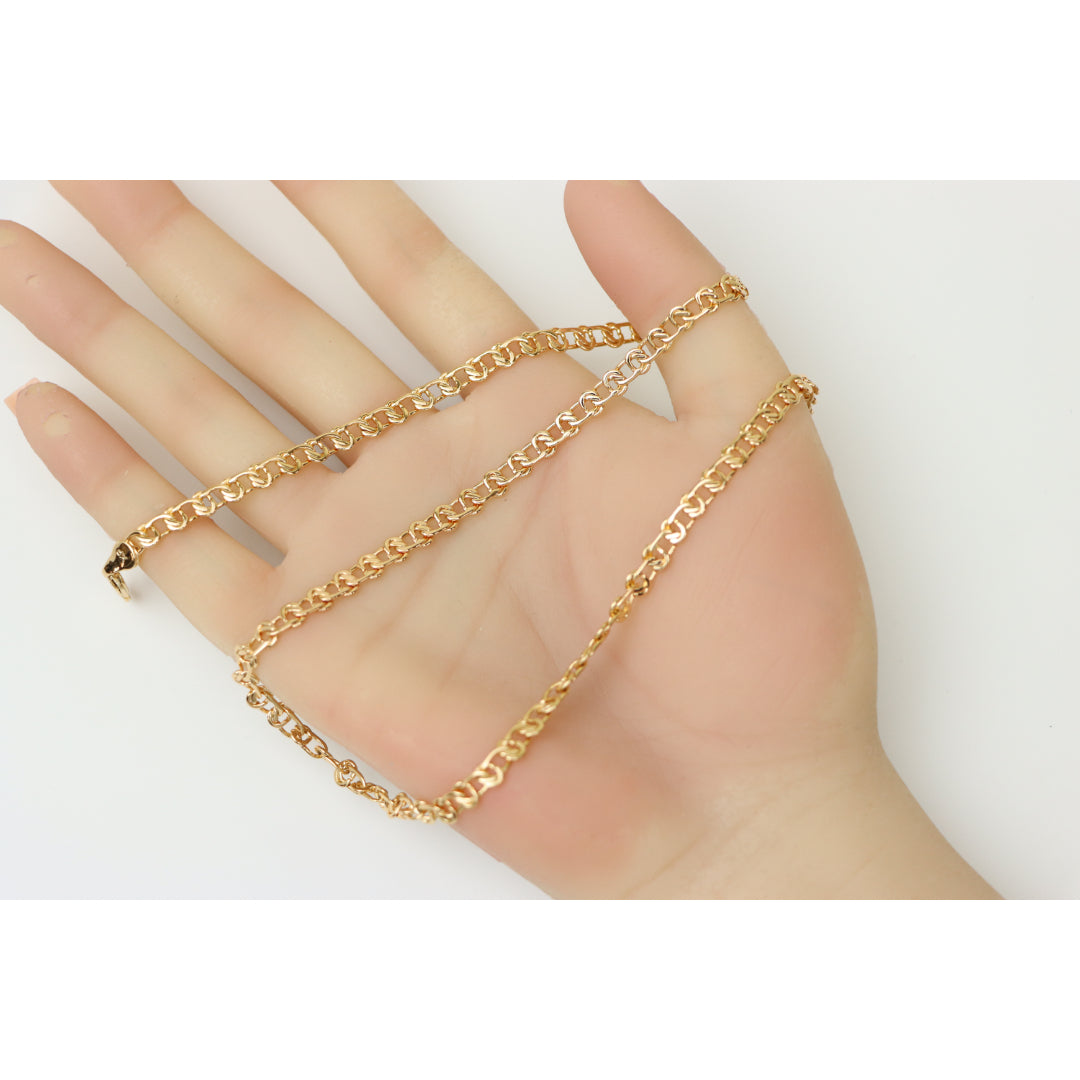 Elegant Rose Gold Link Chain Necklace Brass Base, XPNL0198 (2020-8)
