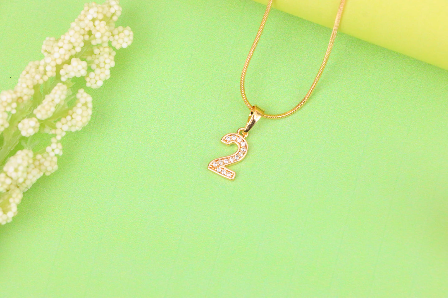 Rose Gold Number 2 Pendant with Crystals – 18K Gold Plated Charm, XPPT1342 (2132-8)