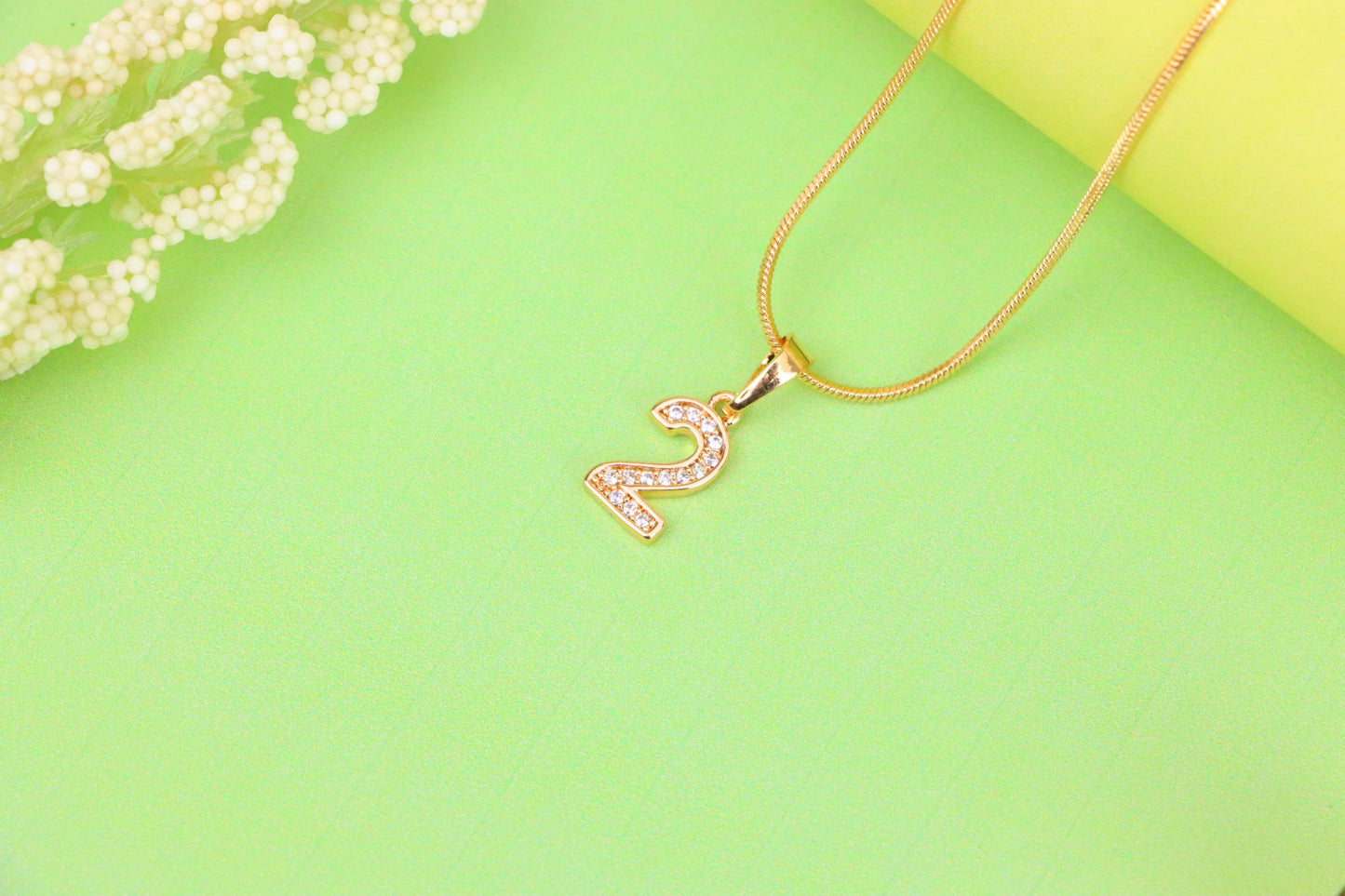 Rose Gold Number 2 Pendant with Crystals – 18K Gold Plated Charm, XPPT1342 (2132-8)