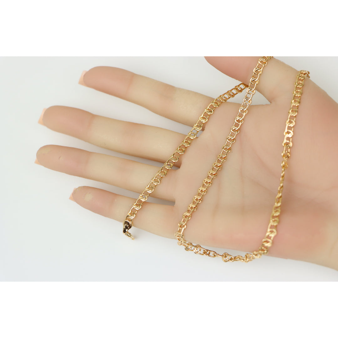 Elegant Rose Gold Link Chain Necklace Brass Base, XPNL0198 (2020-8)