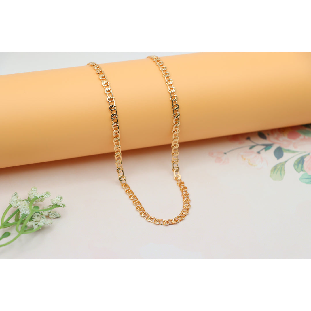 Elegant Rose Gold Link Chain Necklace Brass Base, XPNL0198 (2020-8)