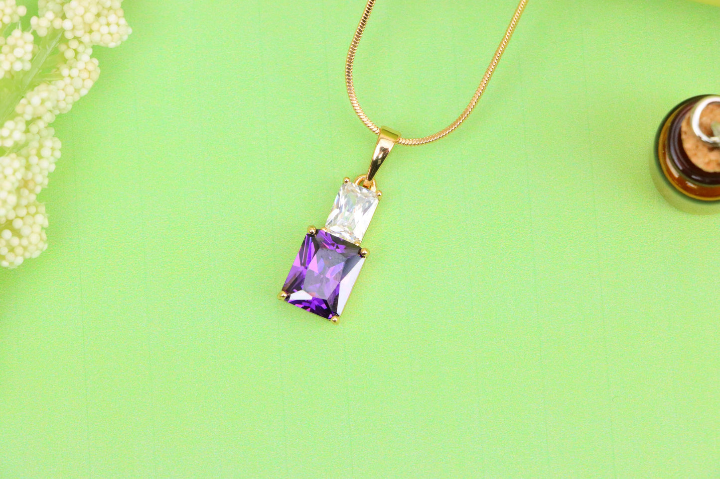 Elegant Purple Pendant with Gold-Plated Finish – Luxe & Vibrant Style, XPPT1810 (2153-3)