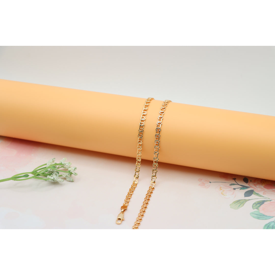 Elegant Rose Gold Link Chain Necklace Brass Base, XPNL0198 (2020-8)