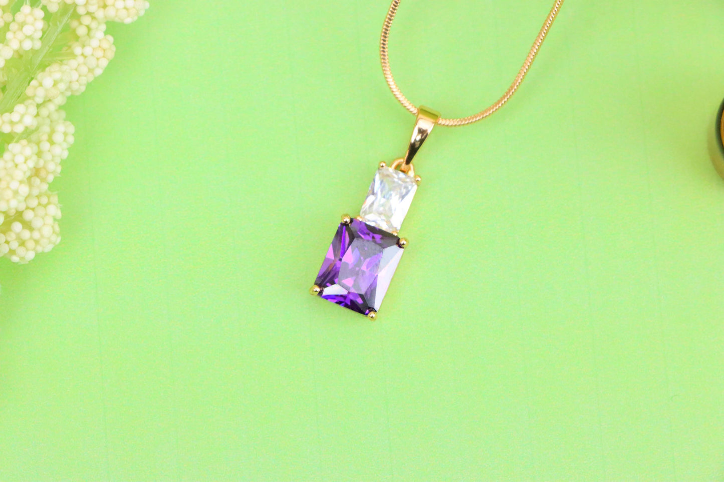 Elegant Purple Pendant with Gold-Plated Finish – Luxe & Vibrant Style, XPPT1810 (2153-3)