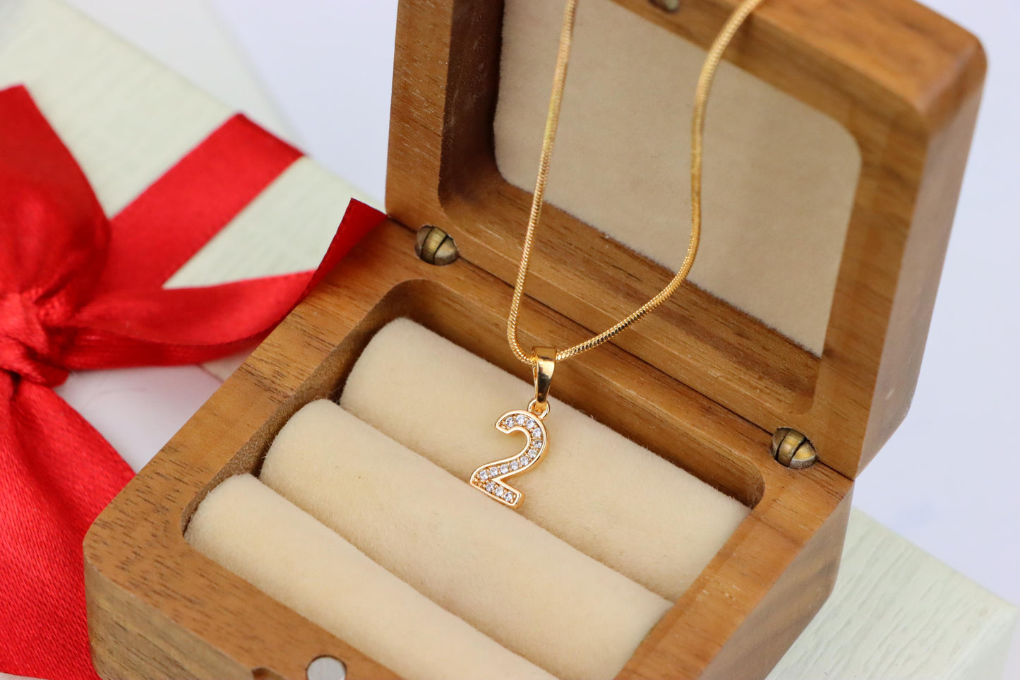 Rose Gold Number 2 Pendant with Crystals – 18K Gold Plated Charm, XPPT1342 (2132-8)