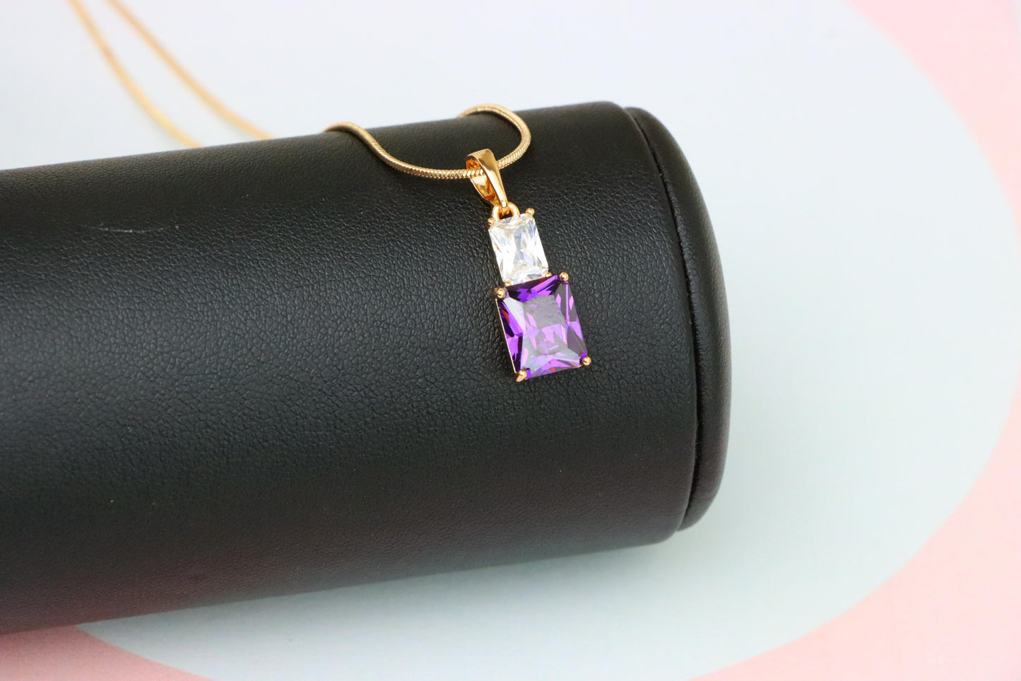 Elegant Purple Pendant with Gold-Plated Finish – Luxe & Vibrant Style, XPPT1810 (2153-3)