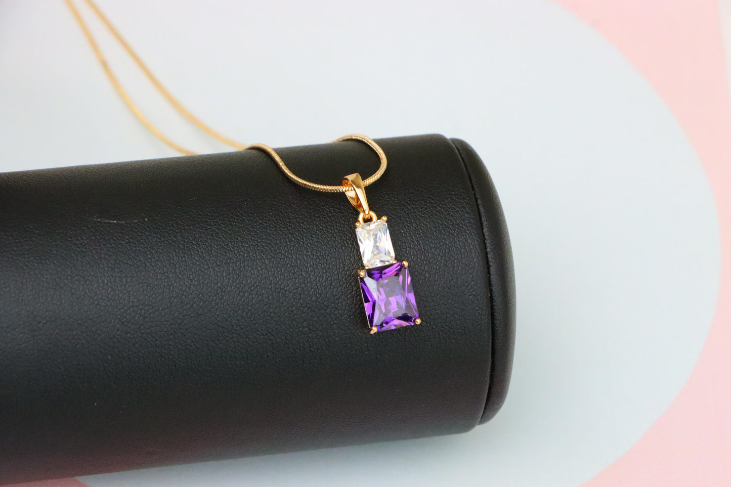 Elegant Purple Pendant with Gold-Plated Finish – Luxe & Vibrant Style, XPPT1810 (2153-3)