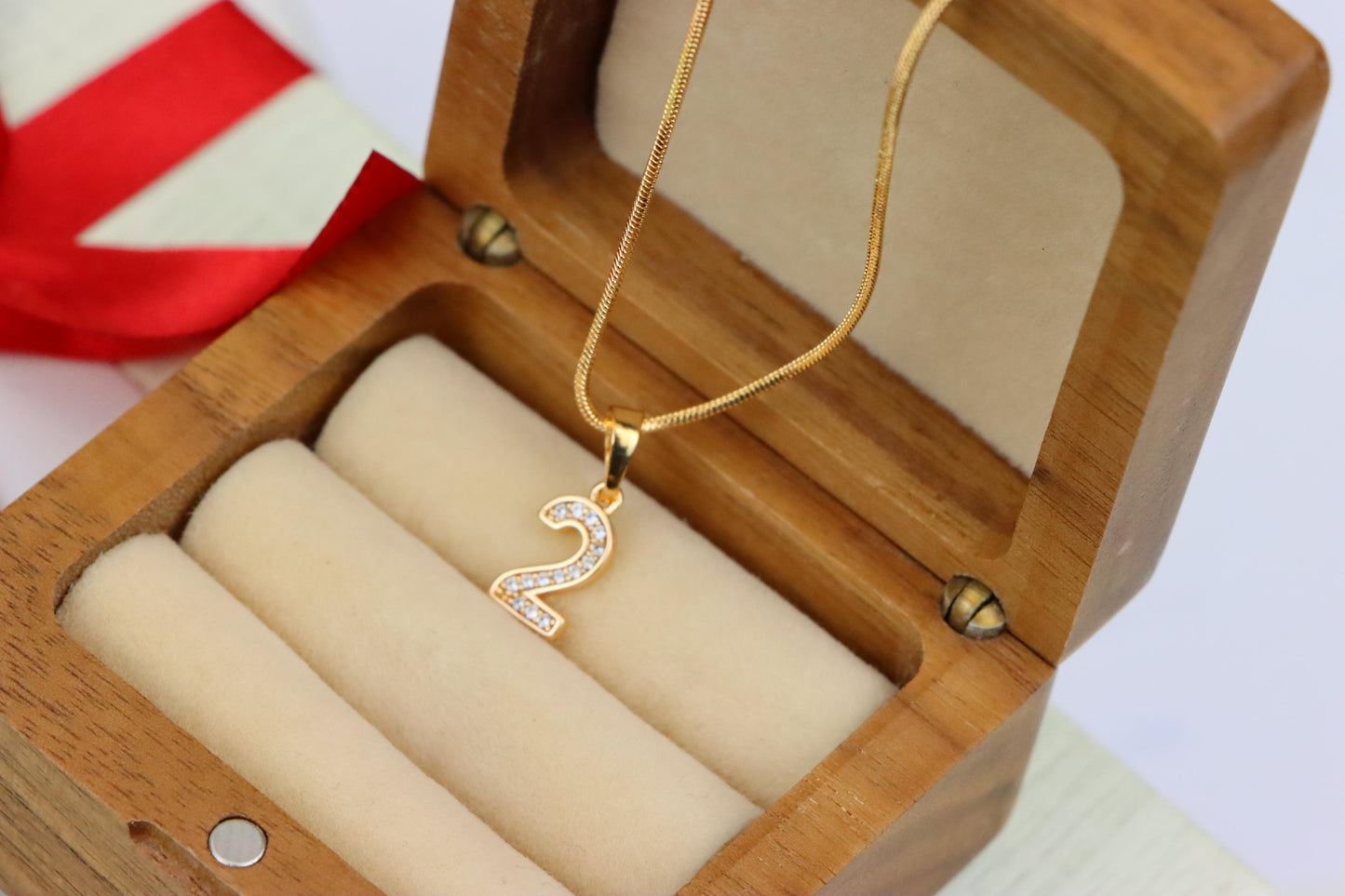 Rose Gold Number 2 Pendant with Crystals – 18K Gold Plated Charm, XPPT1342 (2132-8)