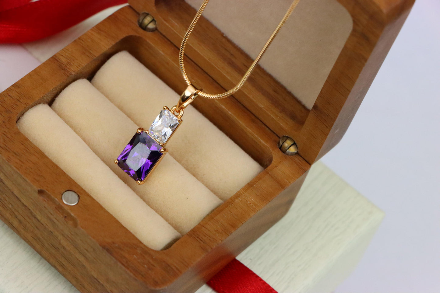 Elegant Purple Pendant with Gold-Plated Finish – Luxe & Vibrant Style, XPPT1810 (2153-3)