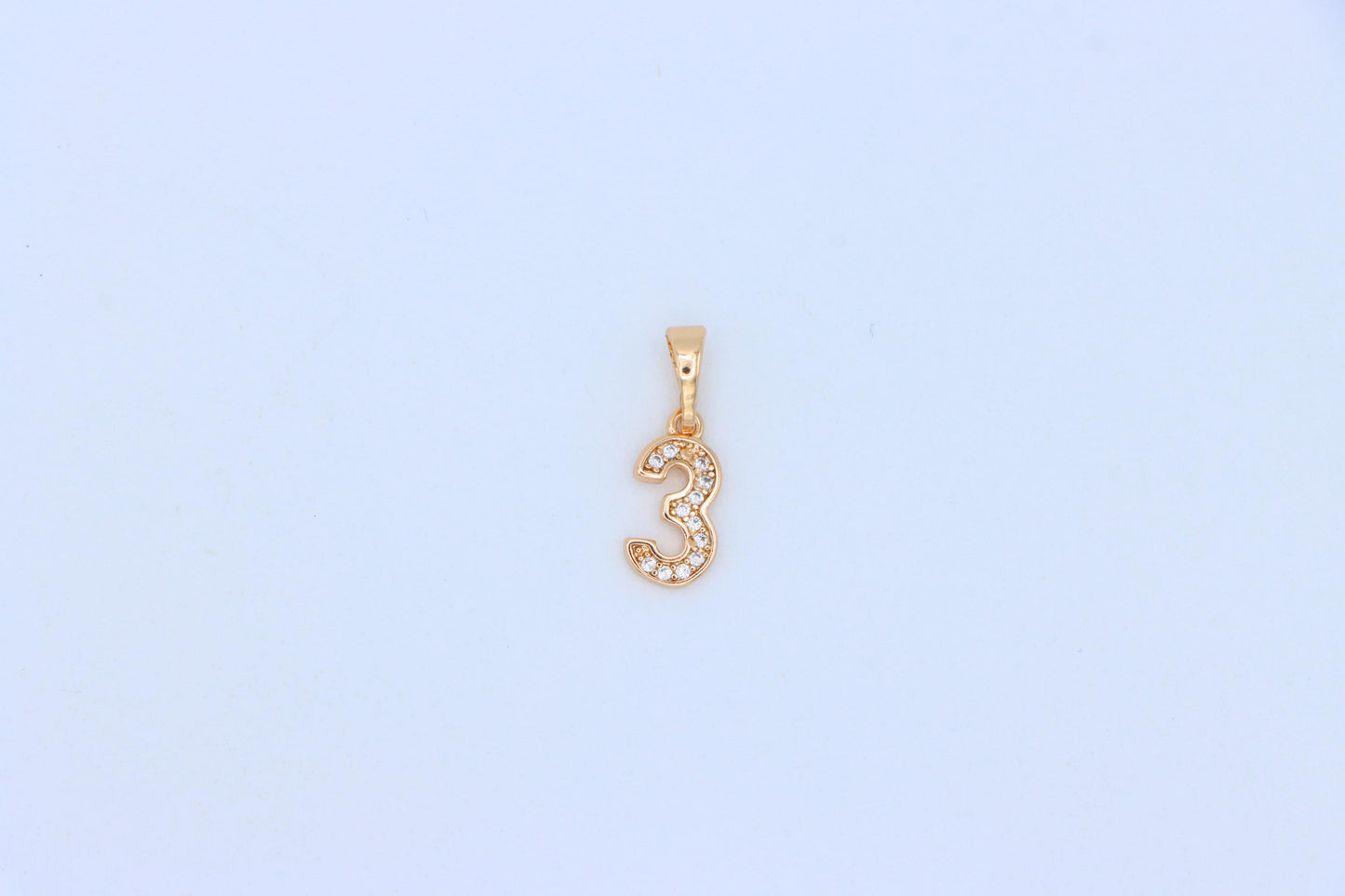 Rose Gold Number 3 Pendant with Crystals – 18K Gold Plated Charm, XPPT1343 (2132-8)