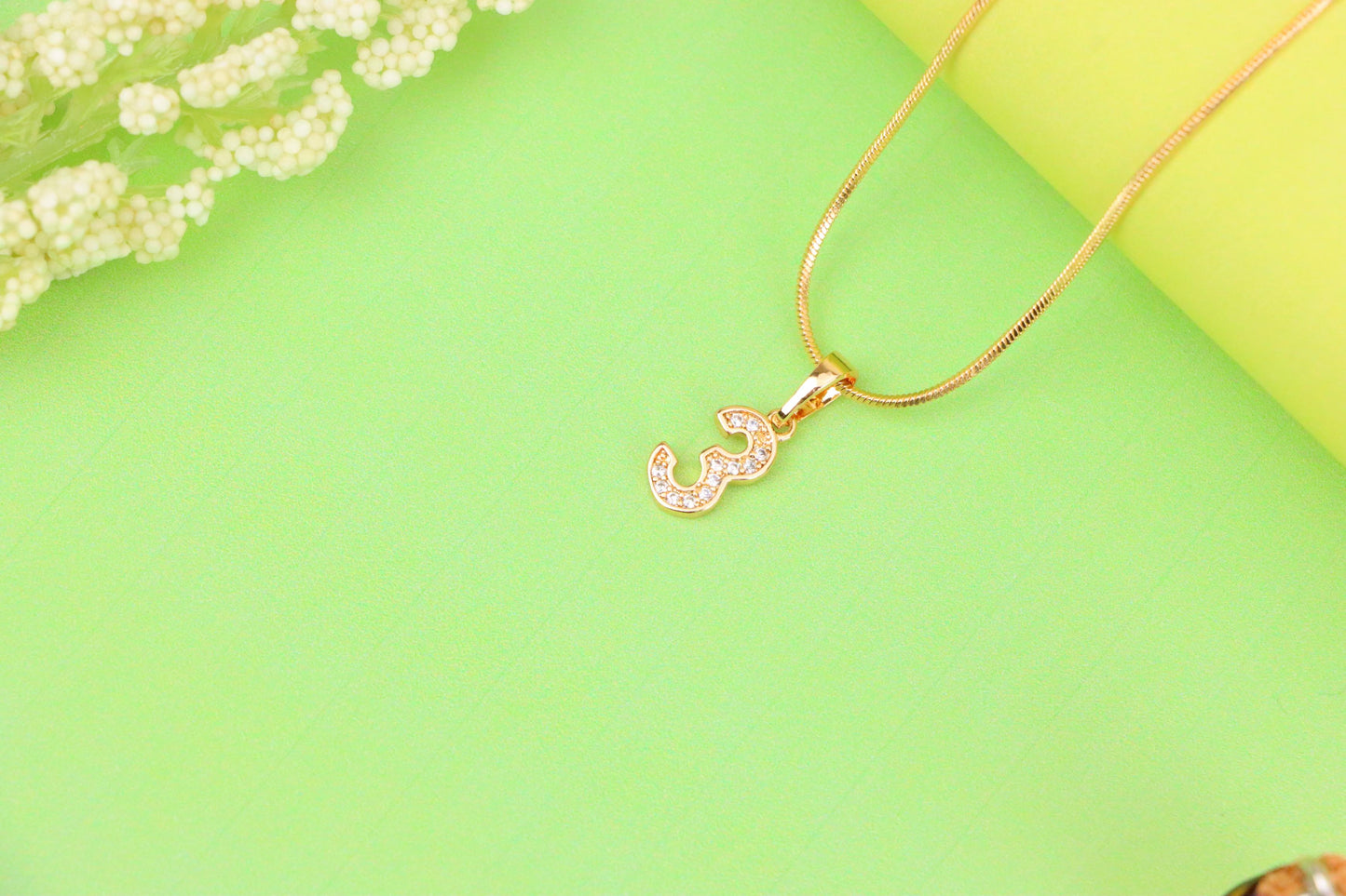 Rose Gold Number 3 Pendant with Crystals – 18K Gold Plated Charm, XPPT1343 (2132-8)