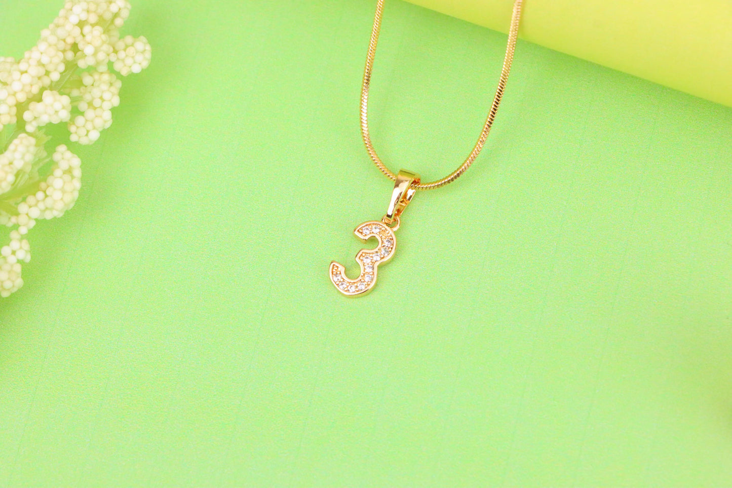 Rose Gold Number 3 Pendant with Crystals – 18K Gold Plated Charm, XPPT1343 (2132-8)