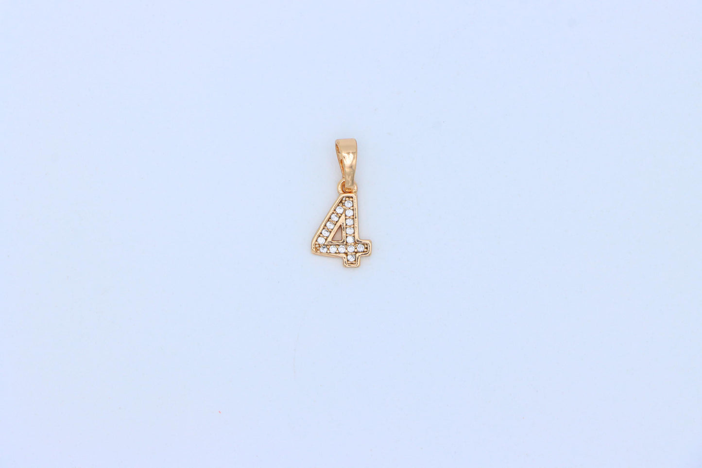 Rose Gold Number 4 Pendant with Crystals – 18K Gold Plated Charm, XPPT1344 (2132-8)