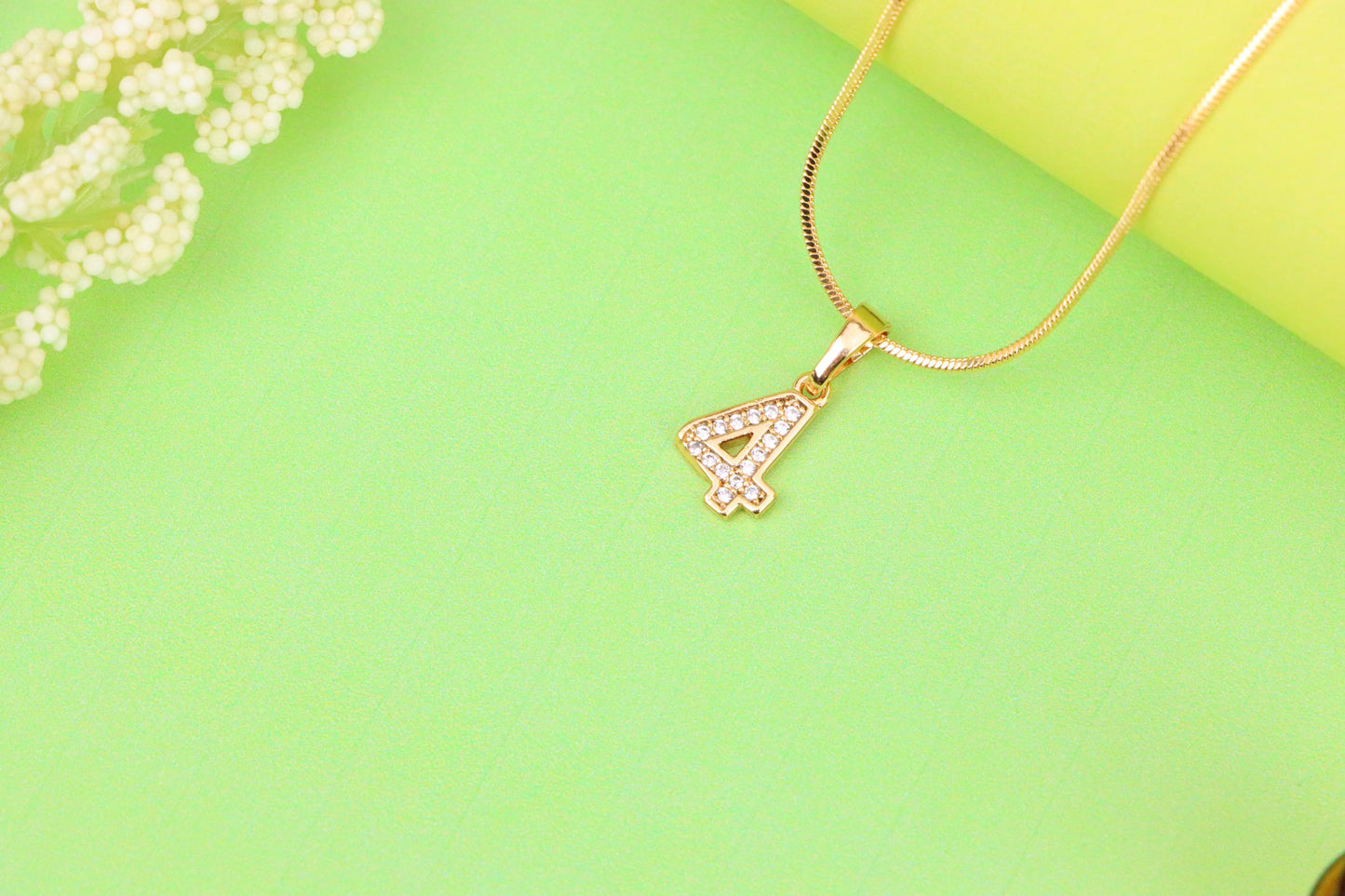 Rose Gold Number 4 Pendant with Crystals – 18K Gold Plated Charm, XPPT1344 (2132-8)