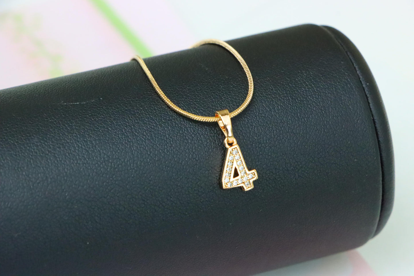 Rose Gold Number 4 Pendant with Crystals – 18K Gold Plated Charm, XPPT1344 (2132-8)