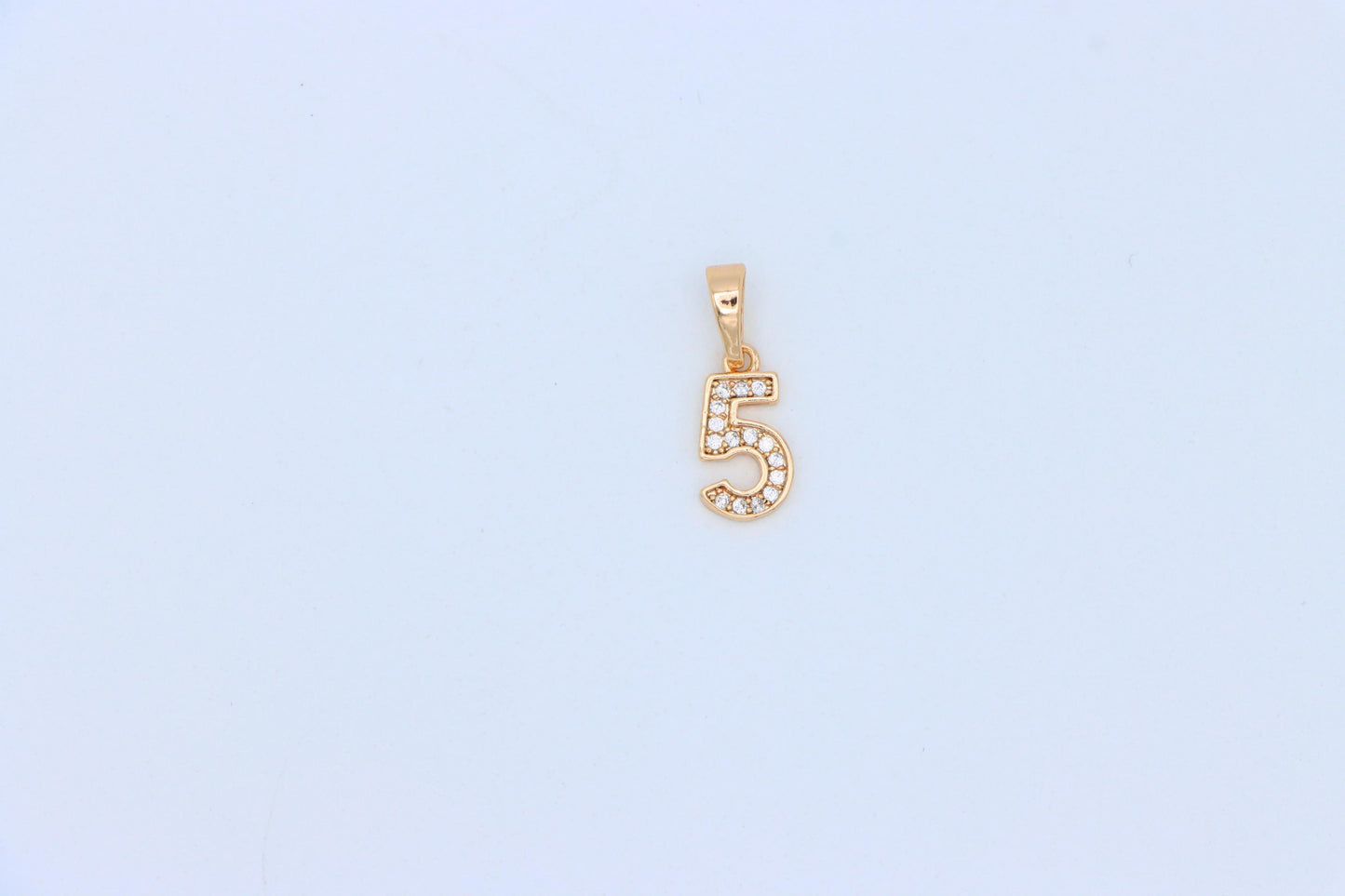 Rose Gold Number 5 Pendant with Crystals – 18K Gold Plated Charm, XPPT1345 (2132-8)