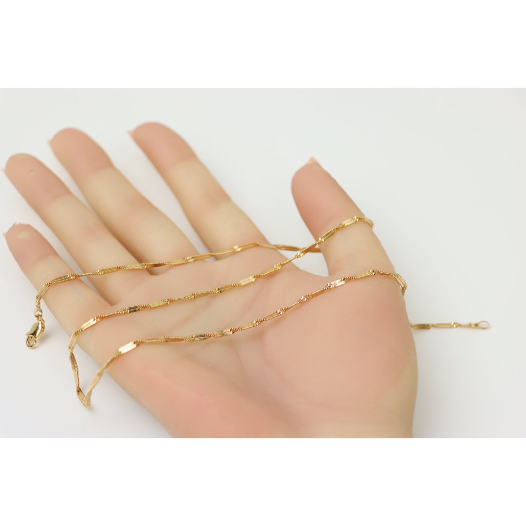 Elegant Rose Gold Plated Necklace with Textured Link Chain Design, XPNL0201 (2021-1)
