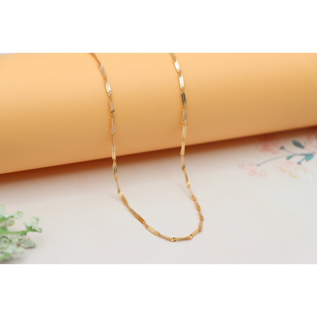 Elegant Rose Gold Plated Necklace with Textured Link Chain Design, XPNL0201 (2021-1)