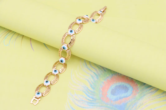 Rose Gold Evil Eye Bracelet with Geometric Links, XPBL1013 (2102-2)