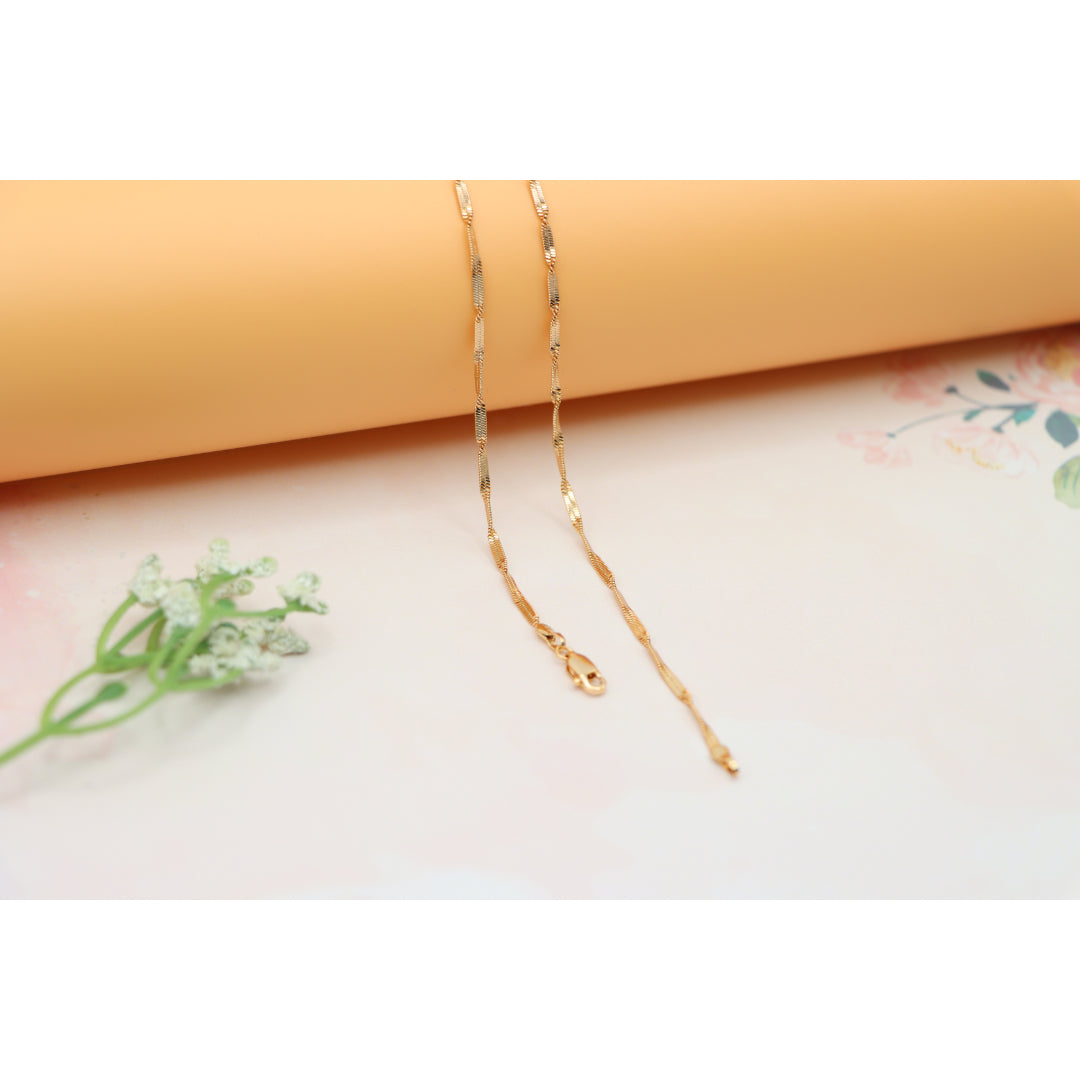 Elegant Rose Gold Plated Necklace with Textured Link Chain Design, XPNL0201 (2021-1)