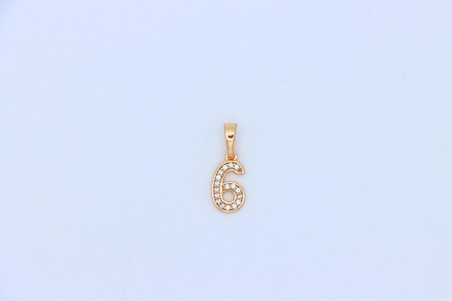 Rose Gold Number 6 Pendant with Crystals – 18K Gold Plated Charm, XPPT1346 (2132-8)