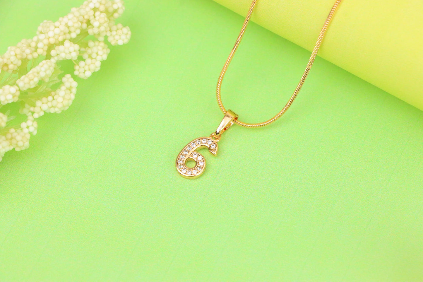 Rose Gold Number 6 Pendant with Crystals – 18K Gold Plated Charm, XPPT1346 (2132-8)