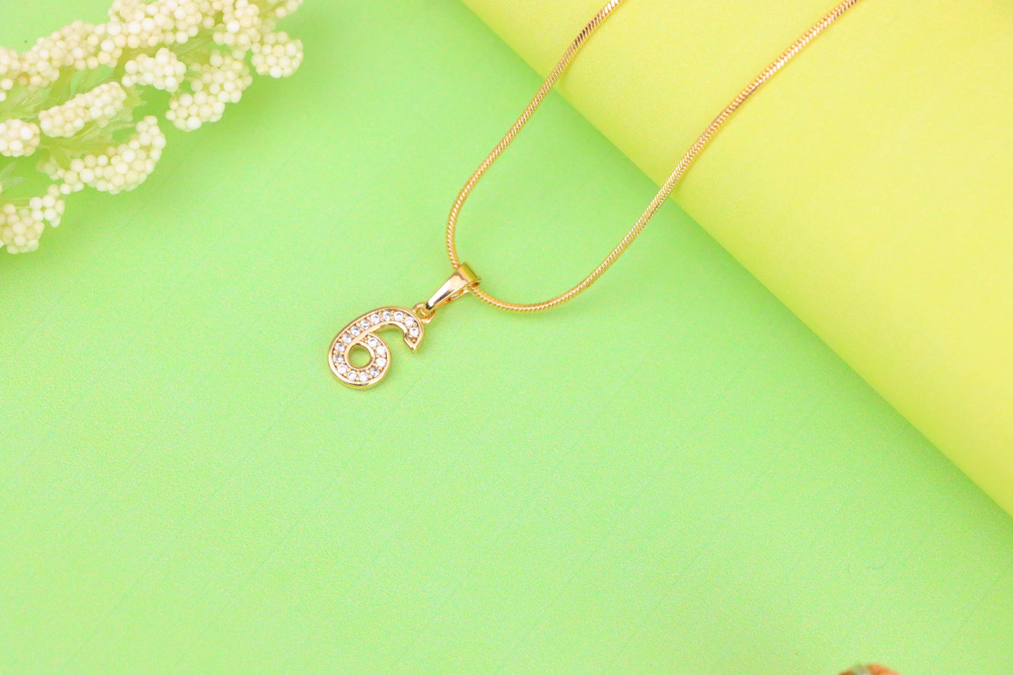 Rose Gold Number 6 Pendant with Crystals – 18K Gold Plated Charm, XPPT1346 (2132-8)