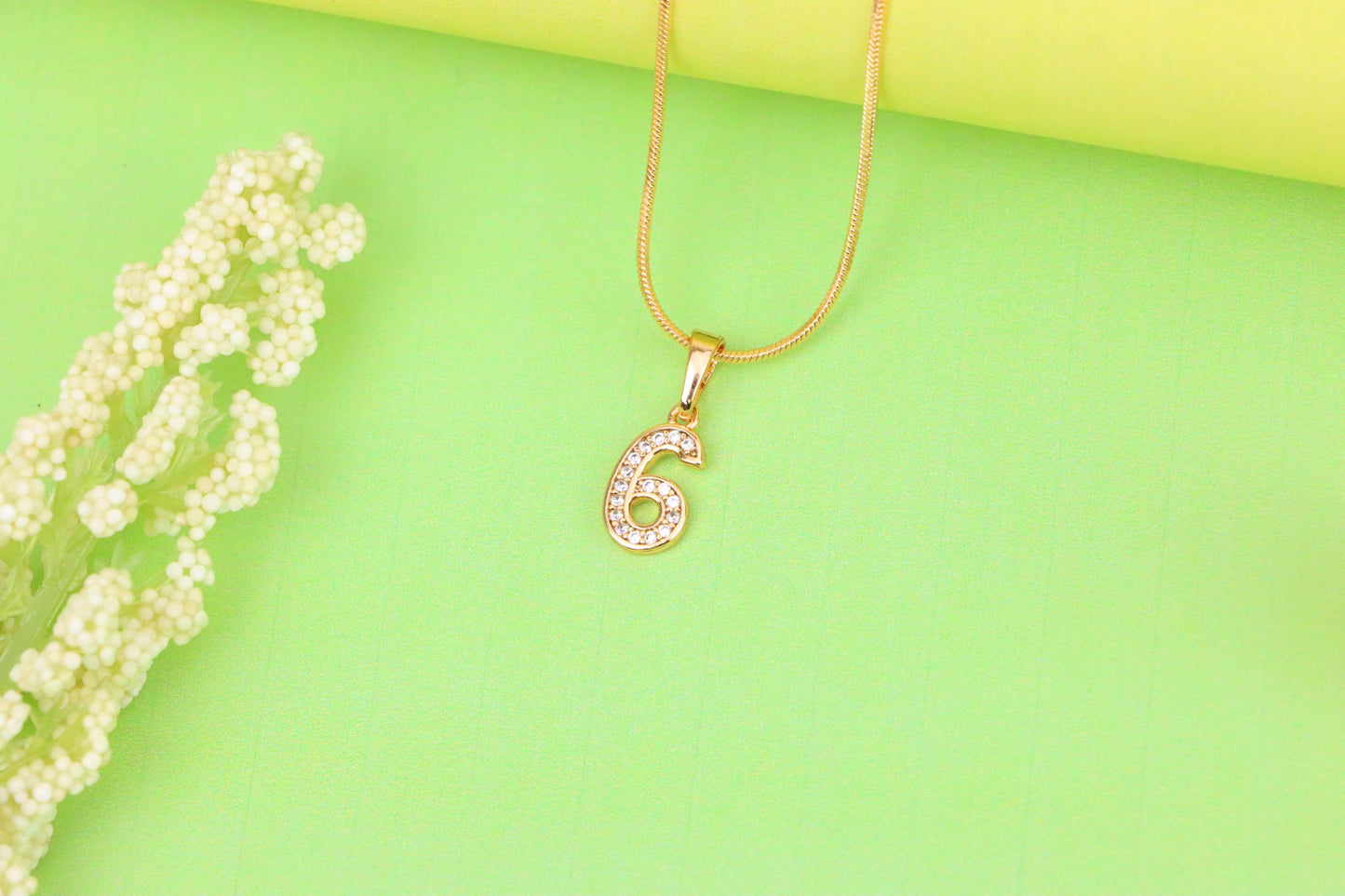 Rose Gold Number 6 Pendant with Crystals – 18K Gold Plated Charm, XPPT1346 (2132-8)