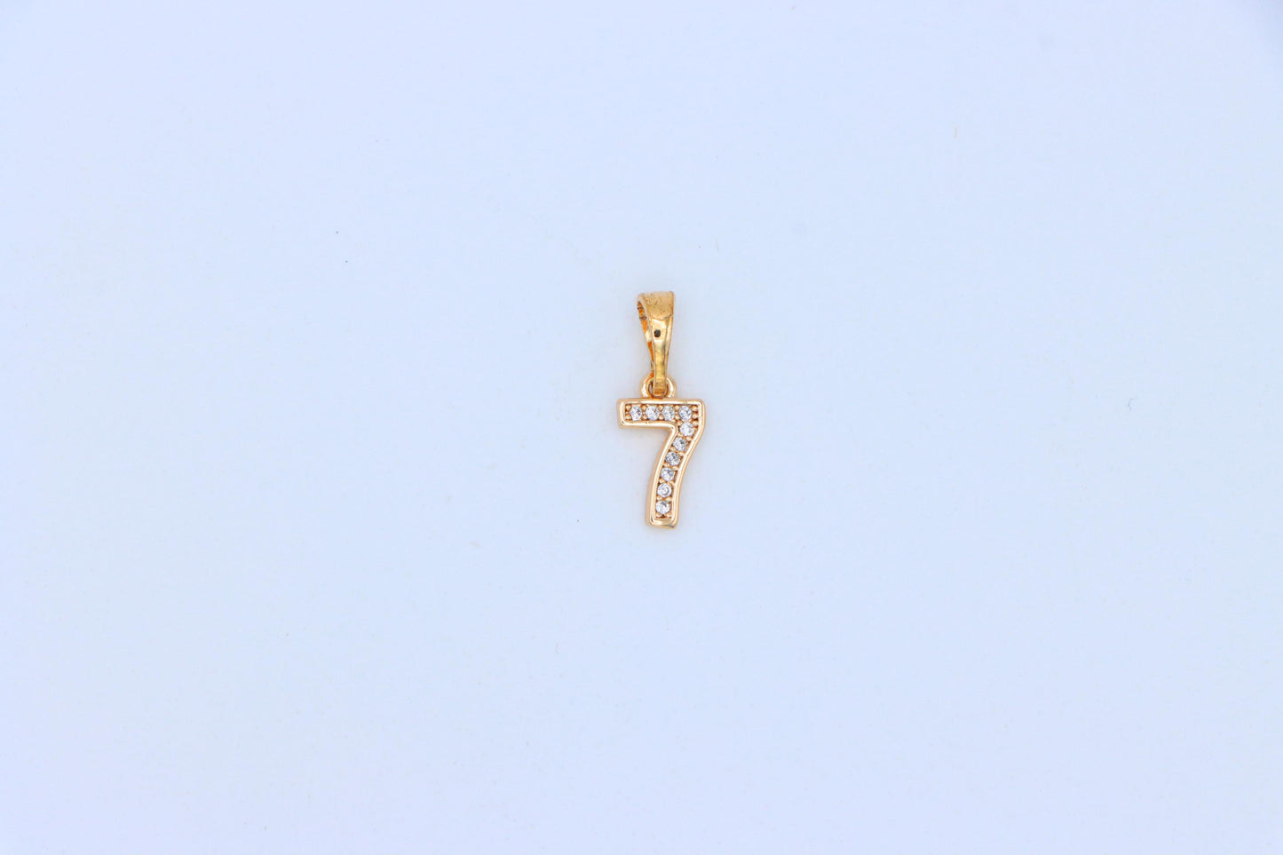 Rose Gold Number 7 Pendant with Crystals – 18K Gold Plated Charm, XPPT1347 (2132-8)