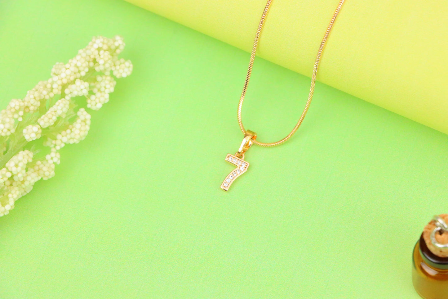 Rose Gold Number 7 Pendant with Crystals – 18K Gold Plated Charm, XPPT1347 (2132-8)