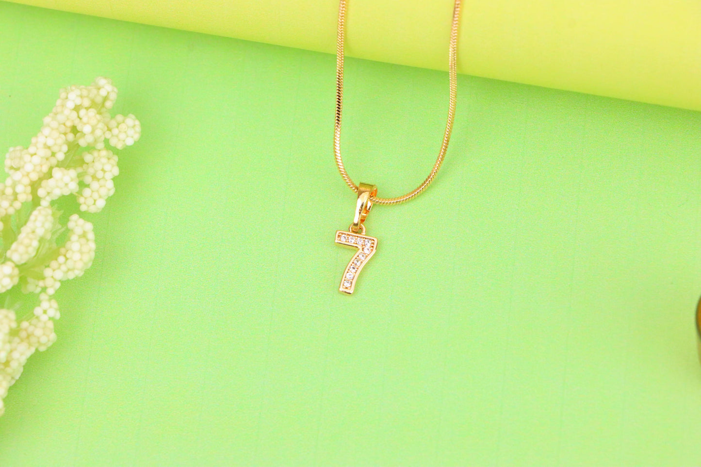 Rose Gold Number 7 Pendant with Crystals – 18K Gold Plated Charm, XPPT1347 (2132-8)