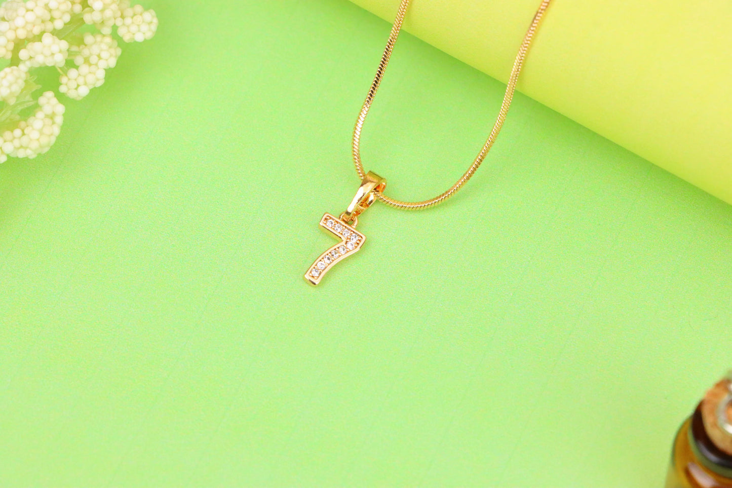 Rose Gold Number 7 Pendant with Crystals – 18K Gold Plated Charm, XPPT1347 (2132-8)