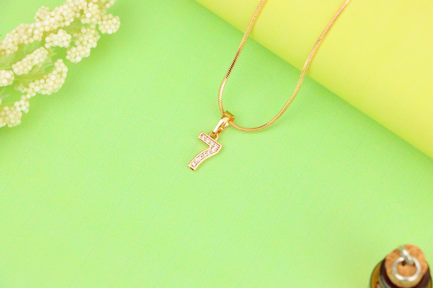 Rose Gold Number 7 Pendant with Crystals – 18K Gold Plated Charm, XPPT1347 (2132-8)