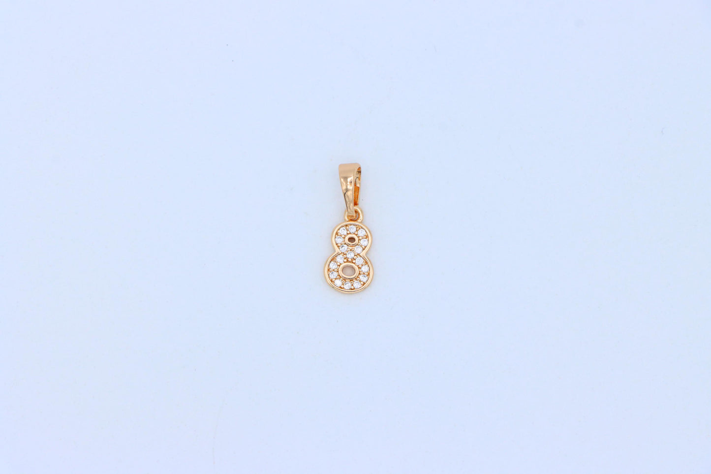 Rose Gold Number 8 Pendant with Crystals – 18K Gold Plated Charm, XPPT1348 (2132-8)