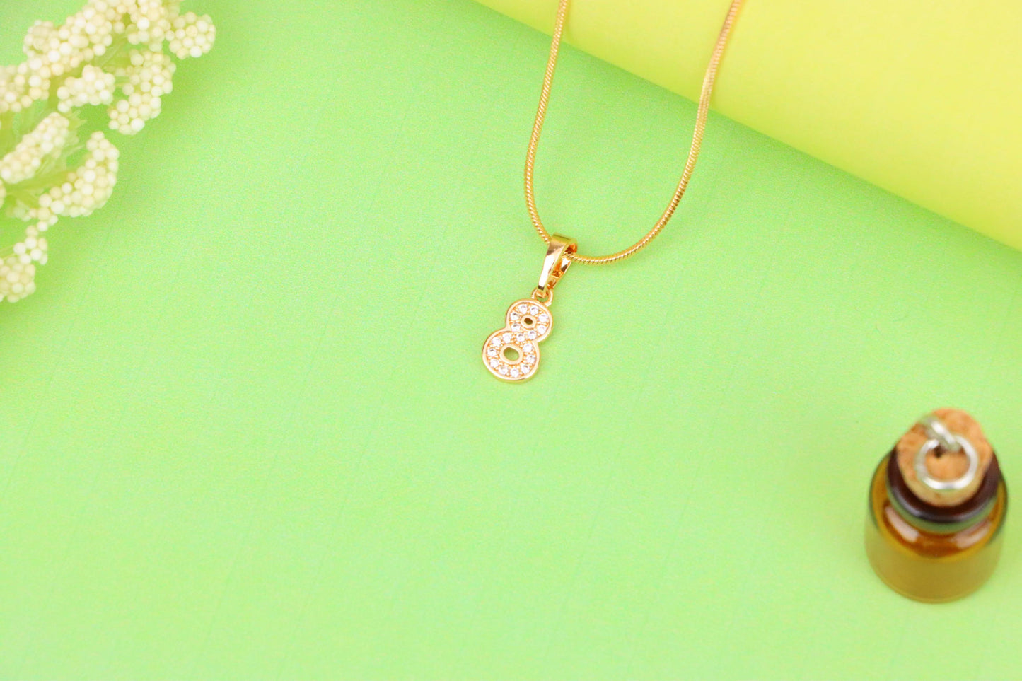Rose Gold Number 8 Pendant with Crystals – 18K Gold Plated Charm, XPPT1348 (2132-8)