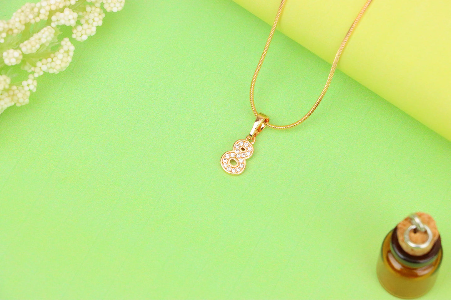 Rose Gold Number 8 Pendant with Crystals – 18K Gold Plated Charm, XPPT1348 (2132-8)