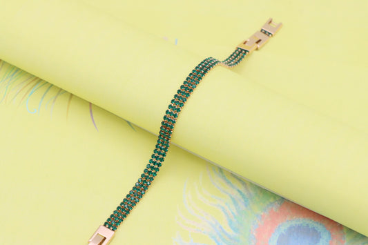 Rose Gold Bracelet with Emerald Green Stones, Elegant Design, XPBL1015 (2102-4)