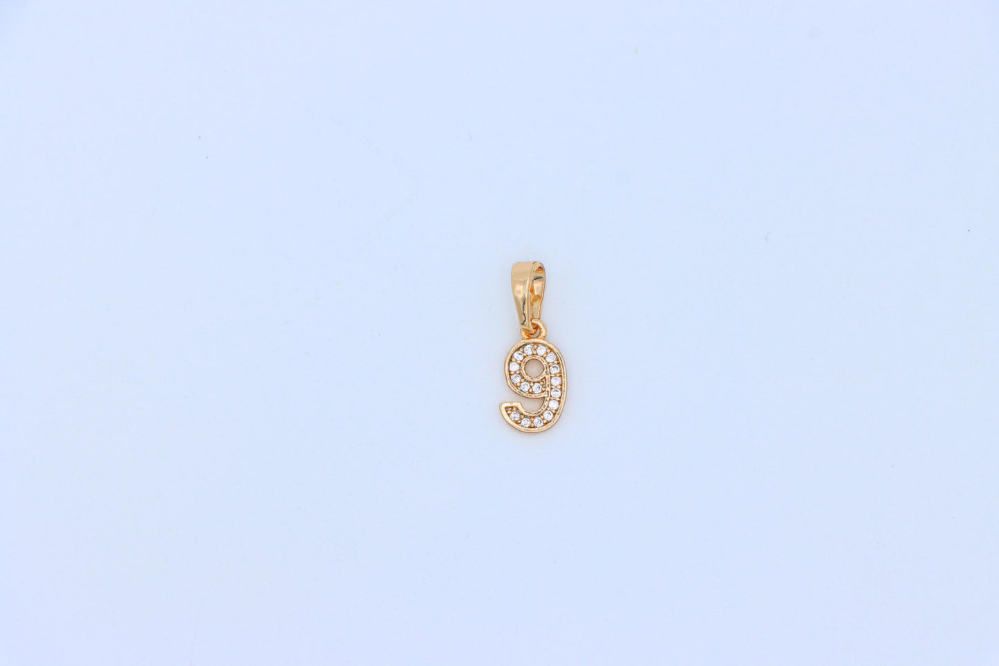 Rose Gold Number 9 Pendant with Crystals – 18K Gold Plated Charm, XPPT1349 (2132-8)