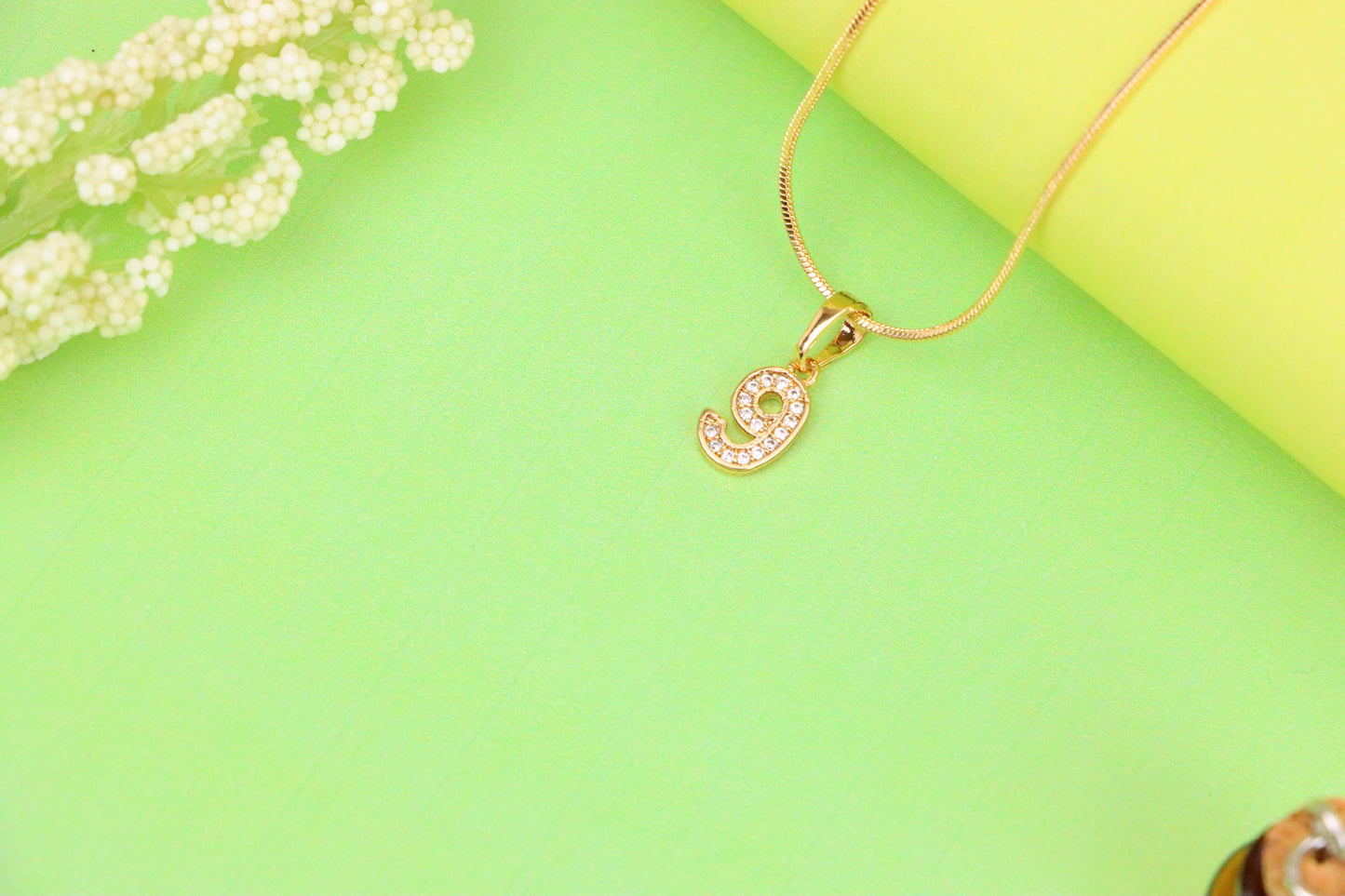 Rose Gold Number 9 Pendant with Crystals – 18K Gold Plated Charm, XPPT1349 (2132-8)