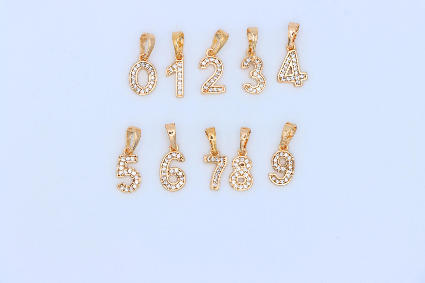 Rose Gold Number 9 Pendant with Crystals – 18K Gold Plated Charm, XPPT1349 (2132-8)