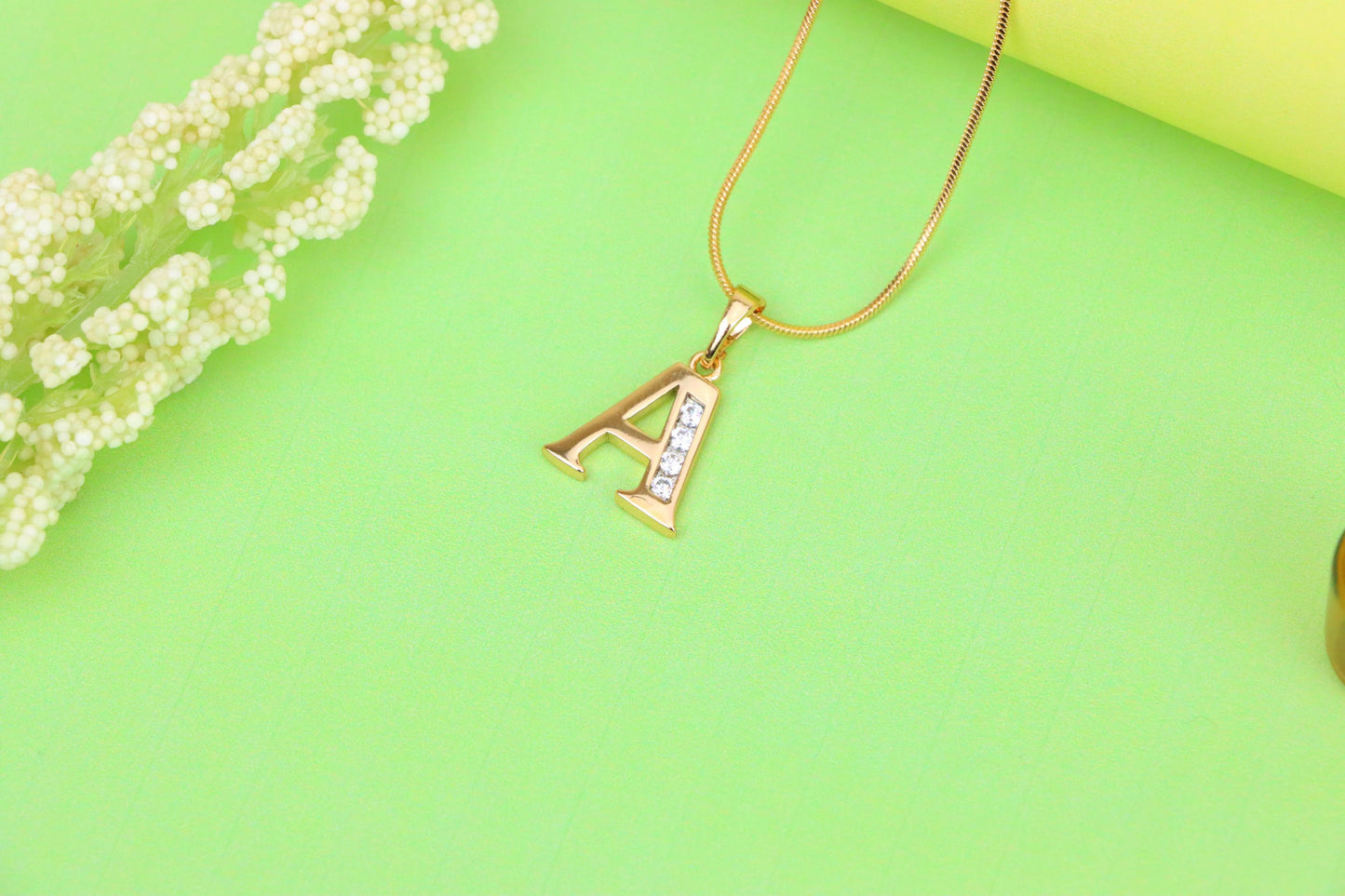 Rose Gold Letter A Pendant with Crystals – 18K Gold Plated Charm, XPPT1350 (2132-9)