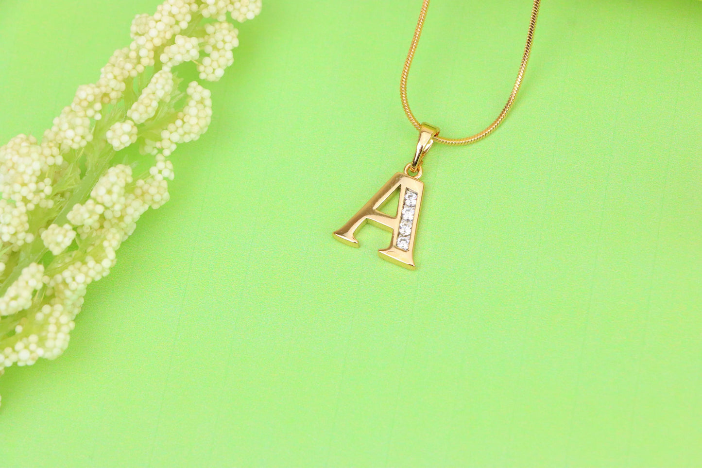 Rose Gold Letter A Pendant with Crystals – 18K Gold Plated Charm, XPPT1350 (2132-9)