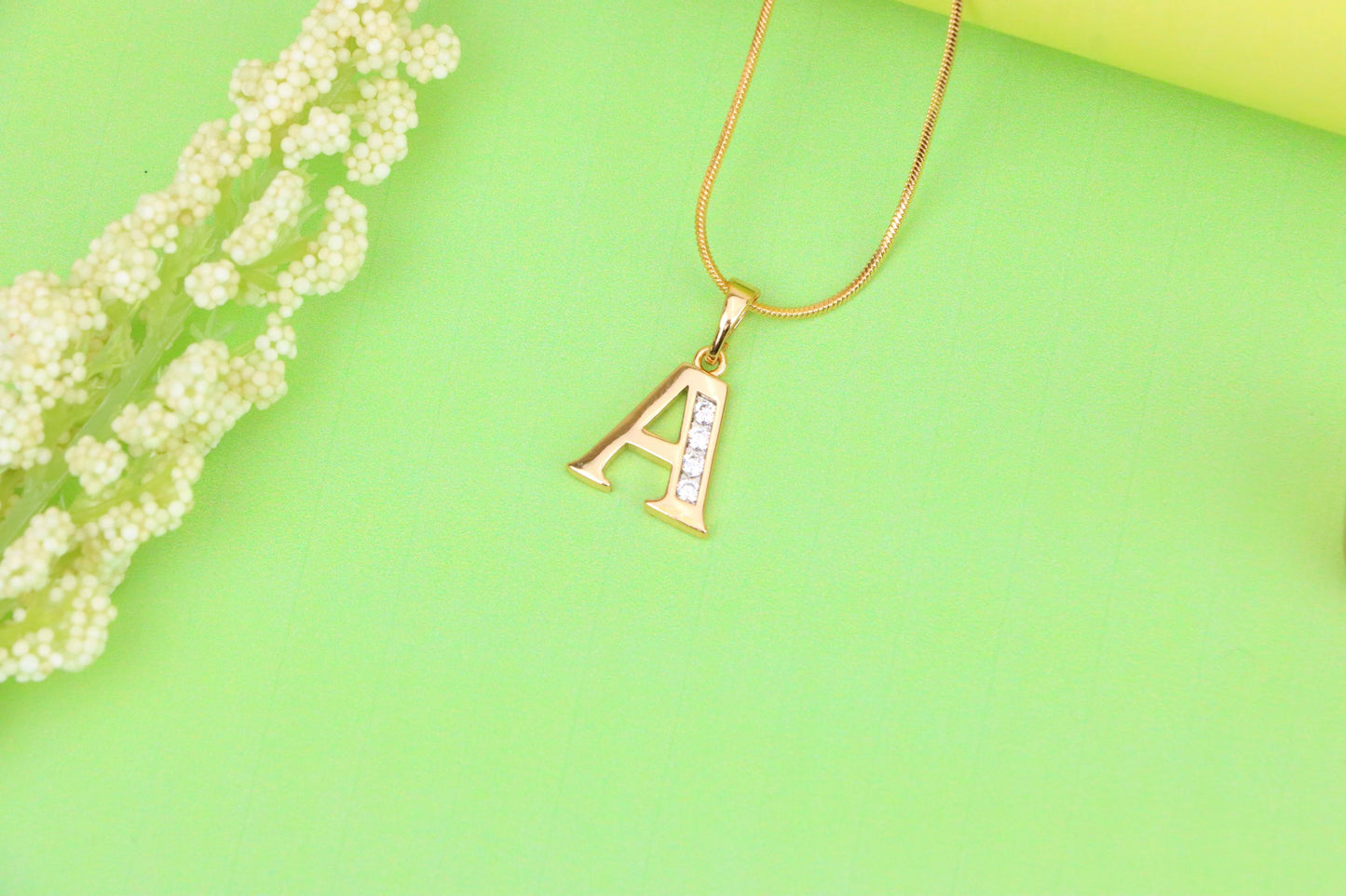 Rose Gold Letter A Pendant with Crystals – 18K Gold Plated Charm, XPPT1350 (2132-9)